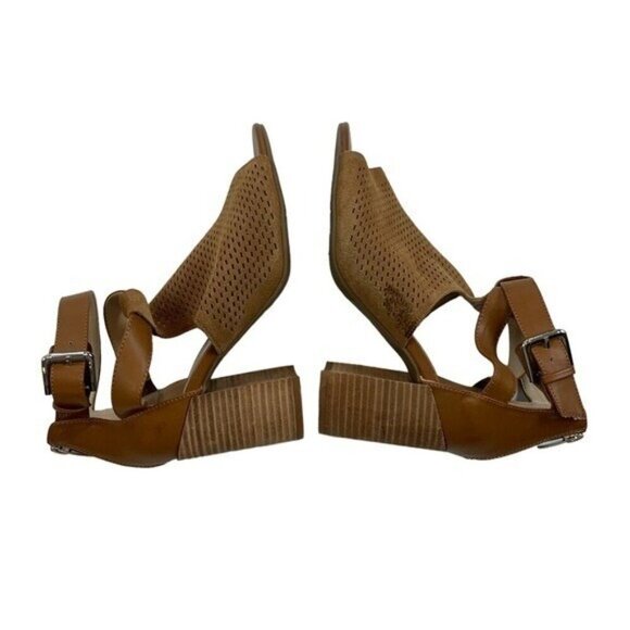 Marc Fisher 8 Brown Leather Cutout Booties Sandals Boho Western - Picture 5 of 9